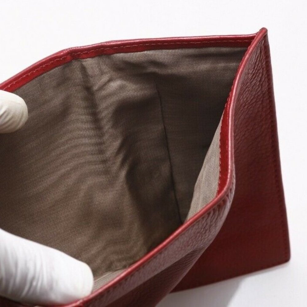 Chloe Ribbon Genuine Leather Trifold Wallet Red - Picture 9 of 11
